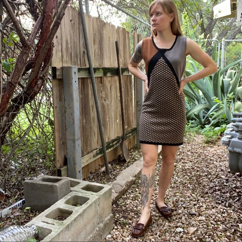 Sleeveless Colorblock Sweater Dress Small